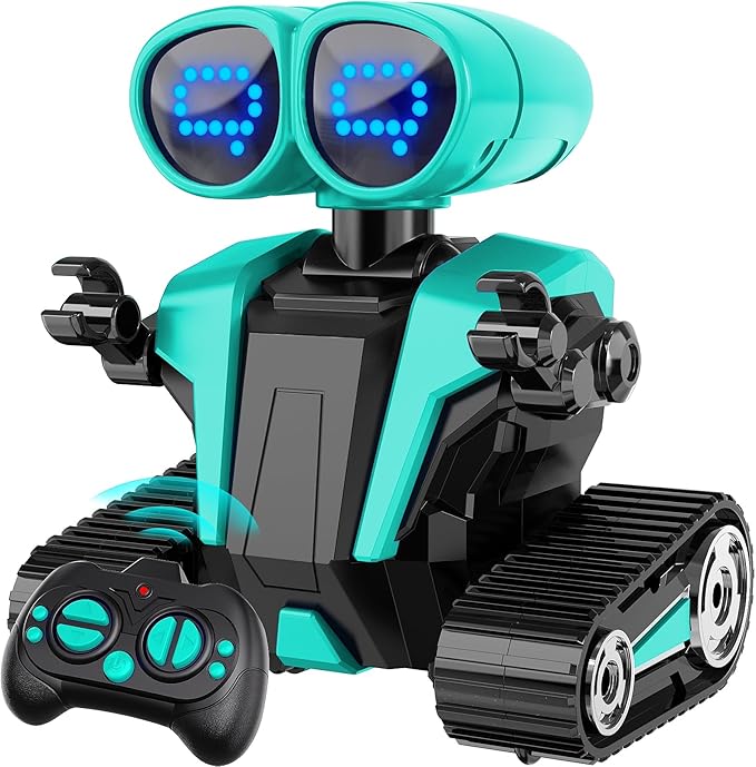 MindPal Robot Toys for Boys Girls with Auto-Demonstration Robots for Kids Remote Control Rechargeable Emo Robot with LED Eyes Age 3 Years and Up Green