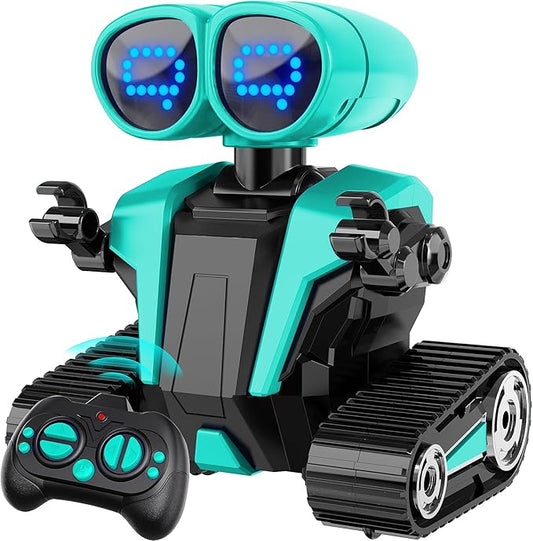 MindPal Robot Toys for Boys Girls with Auto-Demonstration Robots for Kids Remote Control Rechargeable Emo Robot with LED Eyes Age 3 Years and Up Green