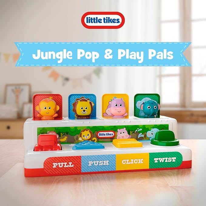 Lollipop Little Tikes Pop and Play Pals - Pop-Up Action Toy for Toddlers - Pull, Push, Click, Twist - Develop Motor Skills and Exploration Montessori Learning Toy