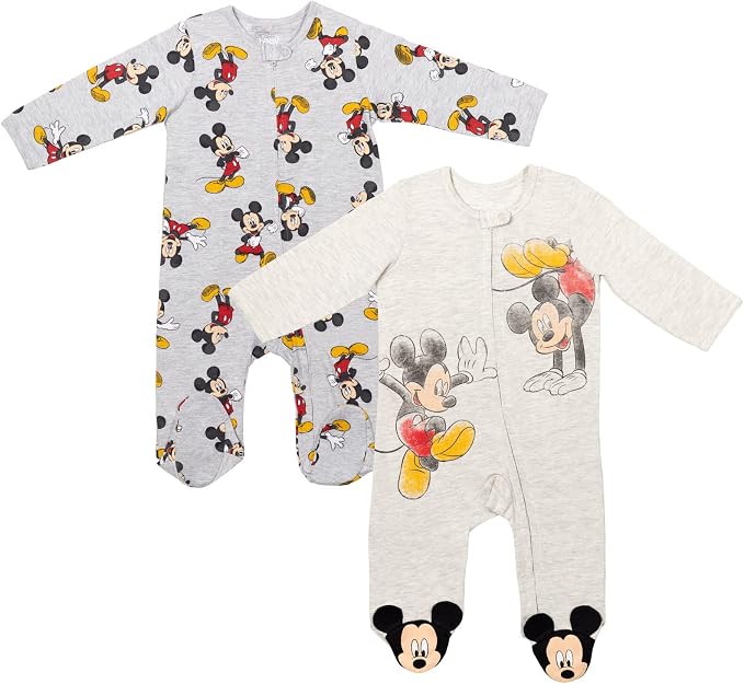 Disney Baby Boys' 2-Pack Footed One-Piece Sleep N' Play Newborn to Infant