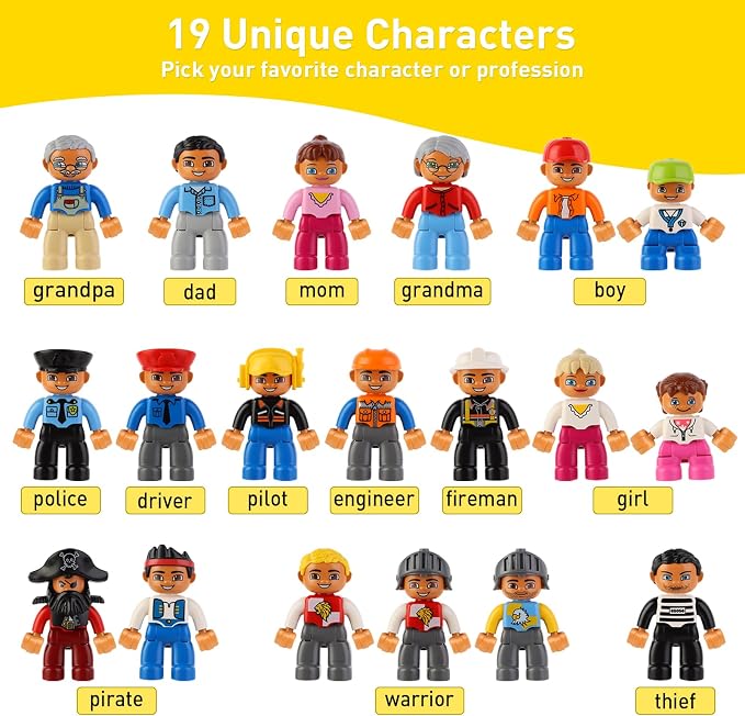 Minifigures Pack, 19PCS People Figures Only Series Building Block, Kids Mini Action Figures for Christmas Stocking Stuffers, Xmas Toys Figures Minifigs Gifts, Birthday Party Favors for Boys and Girls