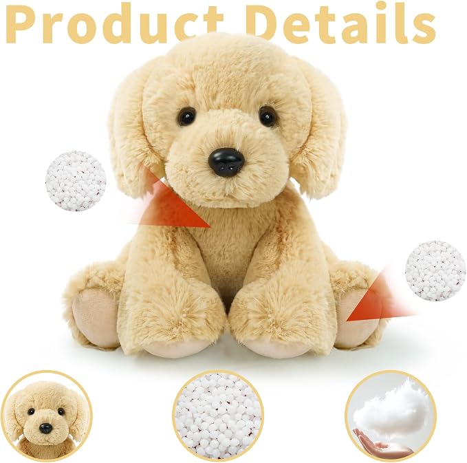 Plush Dog Sitting Toys Stuffed Animal, Realistic Dog Stuffed Animal Toy Characters Stuffed Filled in Limbs 8.5 Inch Soft Huggable Gifts for Kids with Stuffed Animals Birthday Gift for Girls Boys