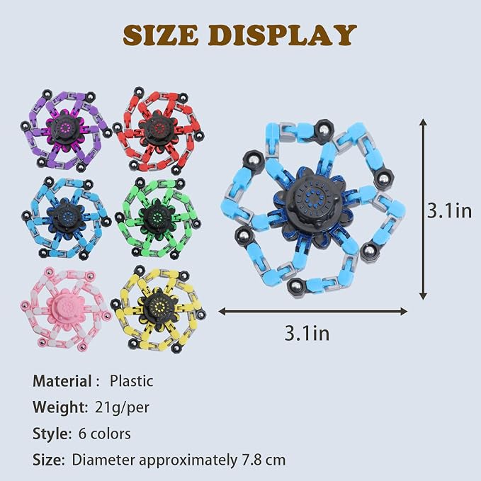 6Pcs Transformable Fidget Spinners Toys- Deformable Fingertip Gyro Stress Relief Sensory Toys, Easter Party Favors & Birthday Gifts for Kids Adults Boys Girls