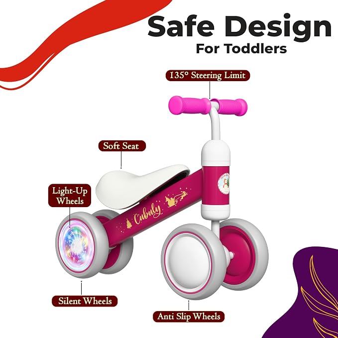 Baby Balance Bike for 1-3 Year – First Birthday Boy Girl Gifts 12-36 Month Mini Bike|Colorful Lighting Wheels|Ride on Toys |Toddler Balance Bike 1-3 Indoor/Outdoor Bike