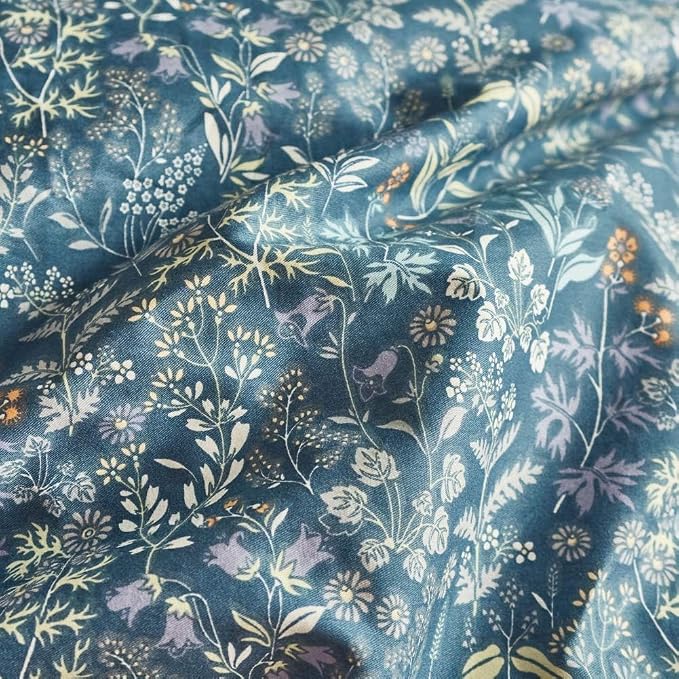Blue Floral Comforter King Size Comforter Set Fluffy Soft Floral Bedding Comforter for Girls Women Vintage Blue Flower Comforter Set Boho Cottagecore Comforter with 2 Pillowcases for All Season