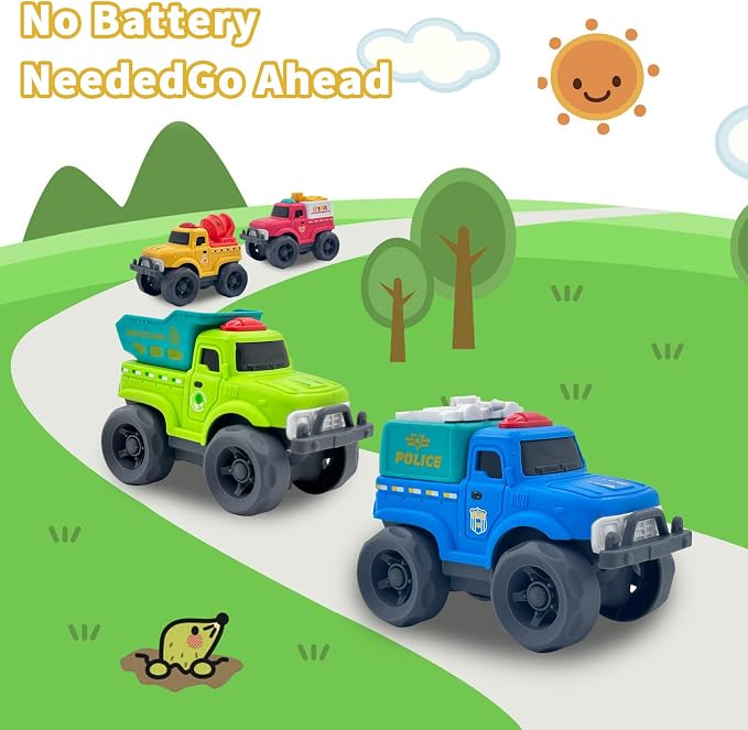 Aigitoy Toddler Car Toys for Boy Girl 1-3 Year Old, Yellow Mixter Truck, BPA Free, Phthalates Free, PVC, Recycled Plastic, Toddlers Toy for Fine Motor Skills, for Boys Girls
