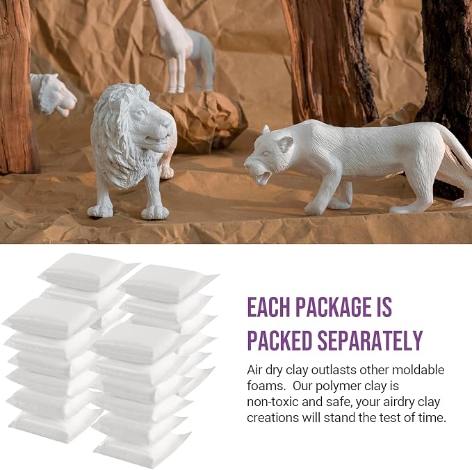CALPALMY Air Dry Clay (8.5oz), Bulk 24-Pack White Moldable Foam Clay, Airdry Soft Clay for Kids Gifts Partty and School Project Supplies, Perfect for Crafts Cosplay Sculpting and Artistic Projects