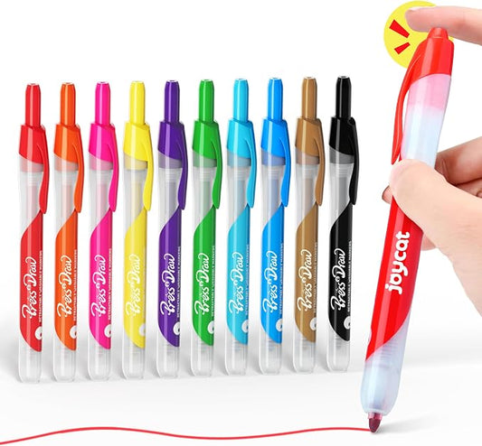 JoyCat Click & Draw Washable Markers for kids with Retractable Tips,10 Colors Markers Set,retractable marker for Toddlers Kids, Ideal arts & crafts supplies,coloring markers,Holiday Gifts for Kid.