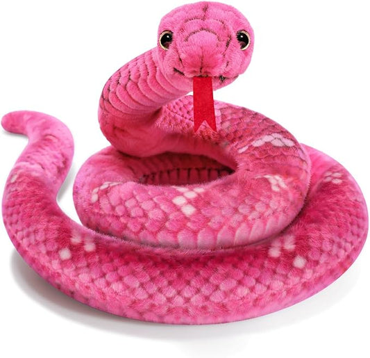 Snake Plush, Stuffed Snake Animal, 27 in Small Toy Snakes for Kids, Giant Stuffed Animals Snake, Lifelike Plush Snake for Birthday Present Party Prank Prop (Pink)
