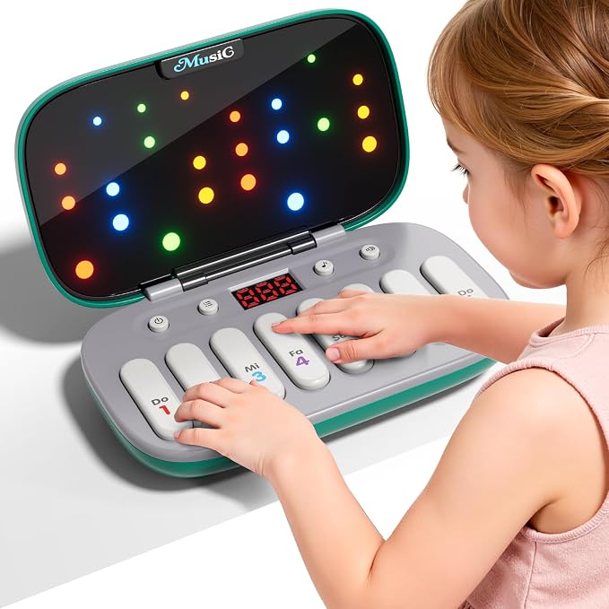 Piano for Kids, Kids Keyboard Piano Toy Music Rhythm Machine, 7 Modes Electronic Piano Toy with Glowing Piano Keys, Travel Toys Birthday Musical Learning Gift for 3 4 5 6 7 Year Old Toddler Girls Boys
