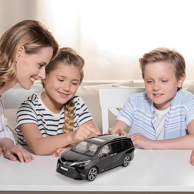 BDTCTK 1:24 Compatible for Sienna MPV Car Model, Pull Back Diecast Toy Car with Sounds＆Lights for Kids Boys Girls and Adults, Gift Black.