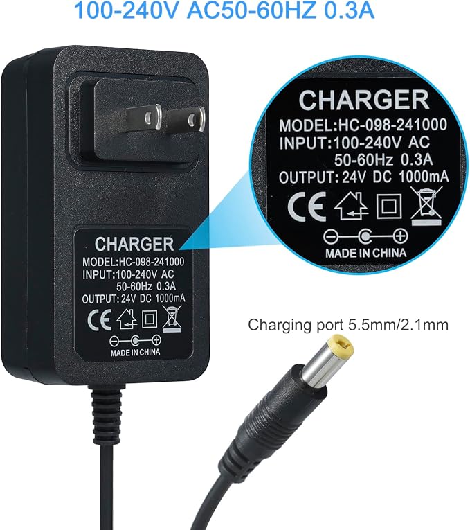 24V Battery Charger for Ride on Toys,24V Charger for Ride on Car Best Choice Products SUV Powered Accessories,24 Volt Kids Battery Charger with Charging Indicator Light for Baby Carriage Ride Toy