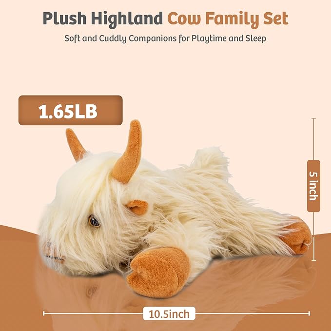 Marysun Microwavable Highland Cow Stuffed Animal Toy - Weighted Heating Pad Stuffed Animal Gift for Girls and Kids, 9.8in, 1.65lb