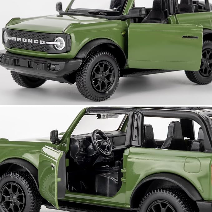 Ford Bronco Badlands 2dr Car Model, 1:36 Diecast Ford Toy Cars, Collectible Pull Back Car Gift for Kids Boys Girls(Green)
