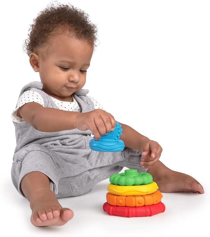 Baby Einstein Stack & Teethe Multi-Textured Easy-to-Grasp 5-Piece Teether Toy Set, Ages 3 Months +
