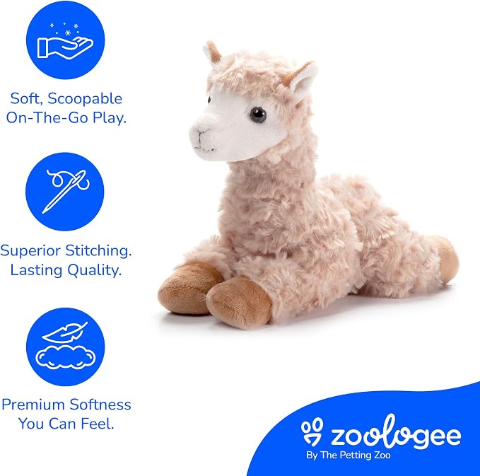 The Petting Zoo Llama Stuffed Animal Plushie, Gifts for Kids, Scoopz Wildlife Animals, Llama Plush Toy, 8 inches