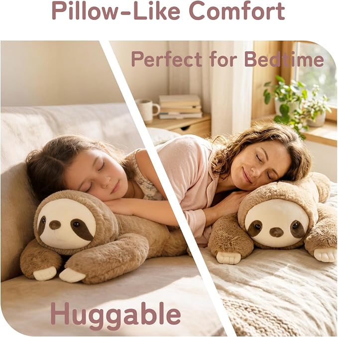 Niuniu Daddy 20" | 3.3 Pound Weighted Sloth Stuffed Animal Plushie for Adults & Kids, Large Weighted Lap Pillow for Comfort, Soft Sensory Stuffy Toy as Gift for Holidays