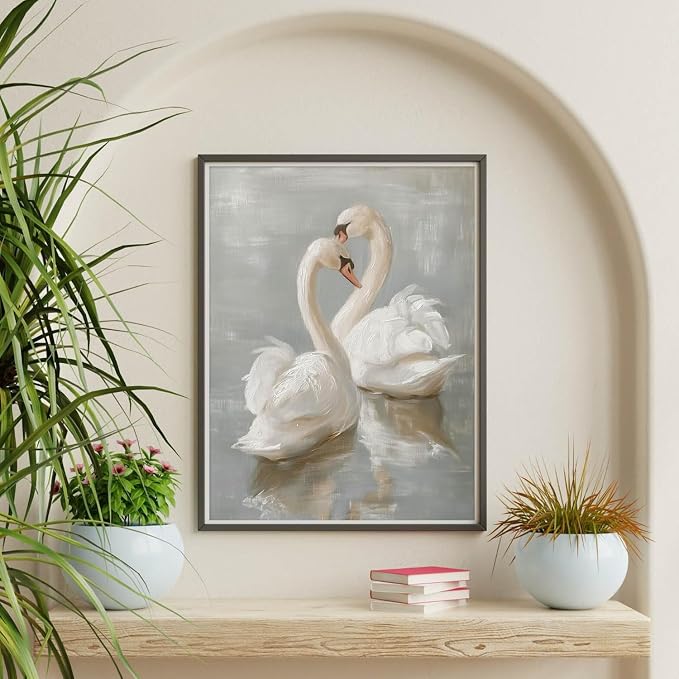 Paint by Numbers for Adults and Kids Beginner, Vintage Swan Painting by Number Kits On Canvas Number Artist Paint by Number Kit Oil Painting Acrylic Paints Home Wall Decor Gift 12X16 inch