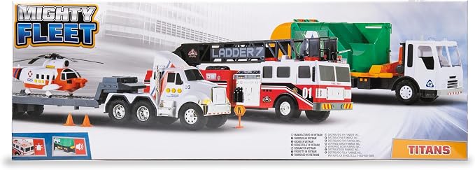 Mighty Fleet Titans 29" Jumbo Toy Fire Truck – Realistic Flashing Lights, Siren Sounds & Extendable Rotating Ladder – Durable, Interactive Vehicle Toy for Kids Ages 3+