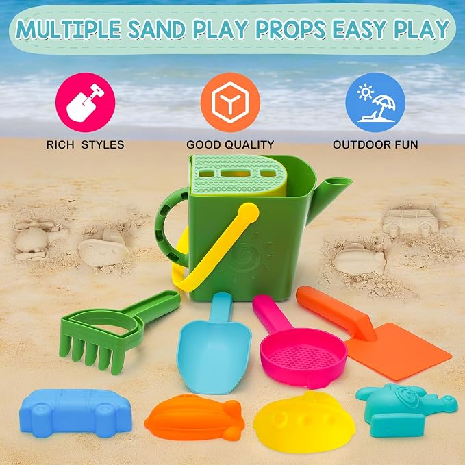 Beach Toy Set for Kids Sand Toys Summer Outdoor Play Beach Toy Bucket Shovel Rake molds for Toddlers Boys Girls Children