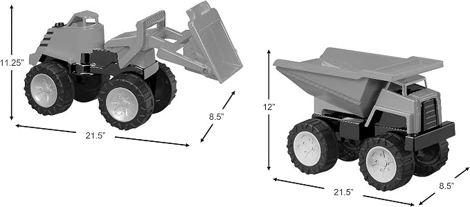 American Plastic Toys APT-77750 Mega Construction Set Dump Truck and Loader