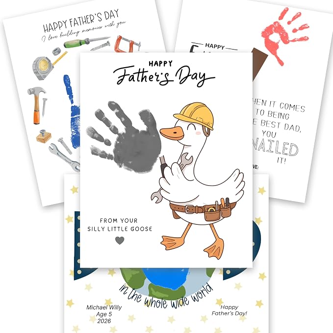 Father’s Day Handprint Craft Kit for Dad, Pack 4 Personalized Handprint Keepsake Gifts, DIY Memory Art, Meaningful Father’s Day Gift to Create Lasting Memories - A Gift Dad Will Never Forget