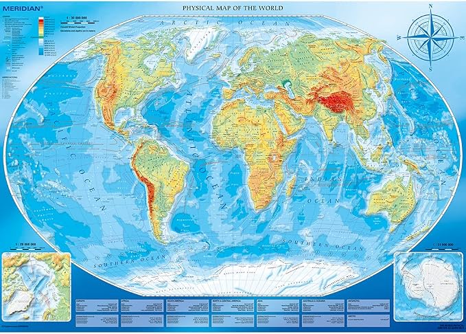 Trefl Large Physical map of the World 4000 Piece Jigsaw Puzzle Red 54"x38" Print, DIY Puzzle, Creative Fun, Classic Puzzle for Adults and Children from 15 Years Old