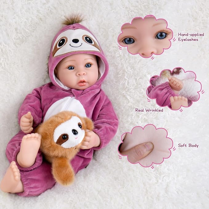 UOFTKIZ Lifelike Baby Doll - 17" Soft Body Girl Doll with Open Eyes, Gift for Kids 3+, Grandparents, New-Parents