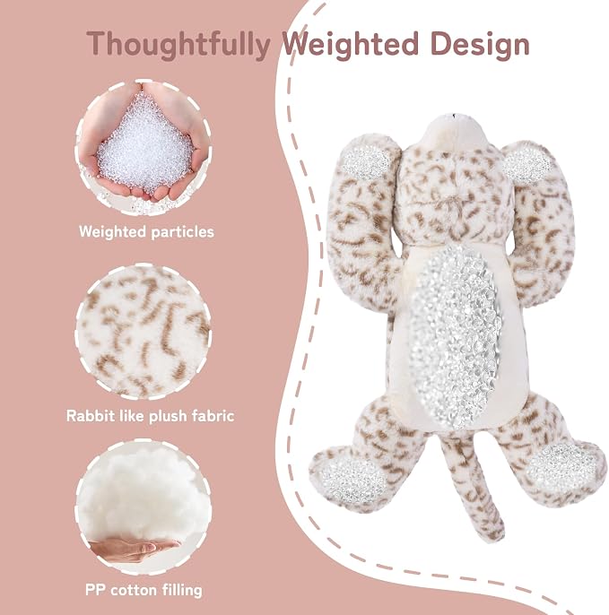 Niuniu Daddy 20" | 3.3 Pound Weighted Snow Leopard Stuffed Animal Plushie for Adults & Kids, Large Weighted Lap Pillow for Comfort, Soft Sensory Stuffy Toy as Gift for Birthday