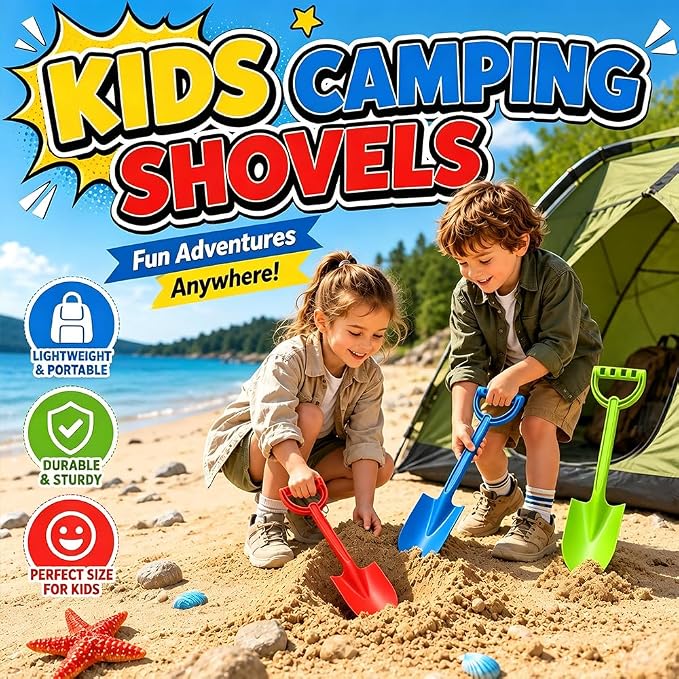 16" Beach Shovel Spade Scoop Sandbox Toy, Heavy Duty Shovel Garden Digging Sand Toy for Adults, Water Pool Bathtub Toy for Kid 4-8 8-12 Gift, Summer Vacation Camping Travel Essential - Blue Red Green