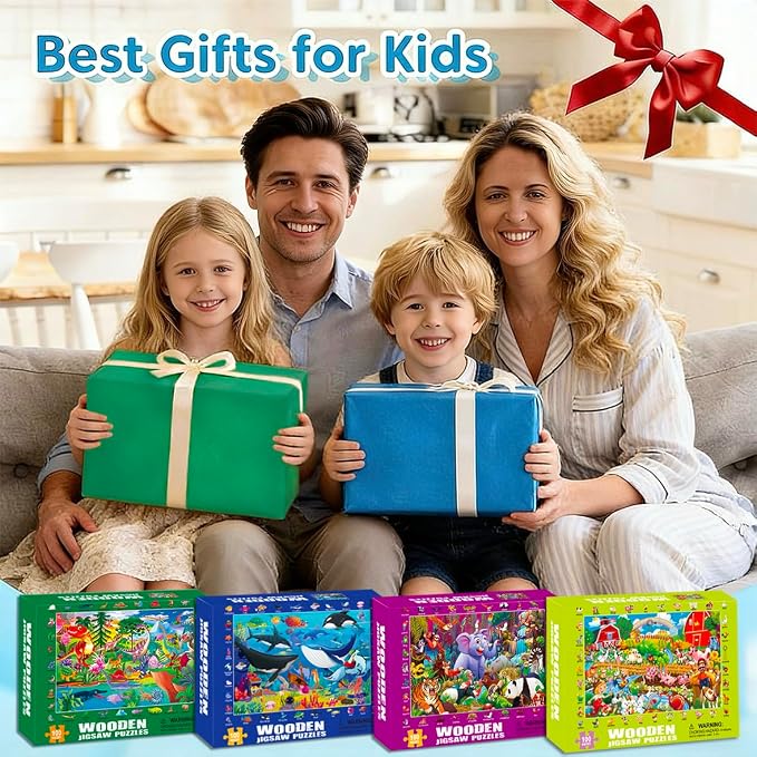 4 Packs 100 Piece Puzzles for Kids Ages 4-6 - Jigsaw Puzzles for Kids Ages 6-8 8-10 100 Piece Jigsaw Puzzle for Adults Toddler Children Learning Educational Puzzles Toys Gifts for Girls Boys