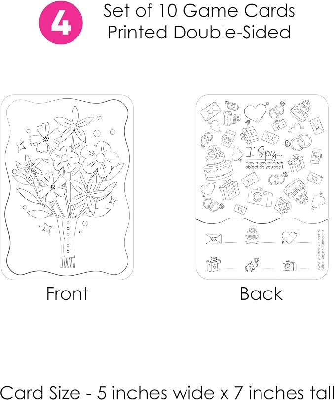 Big Dot of Happiness Wedding Kids Table Coloring Activity Cards, Wedding-Themed Games for Children, Double-Sided Gamerific Bundle - 40 Count