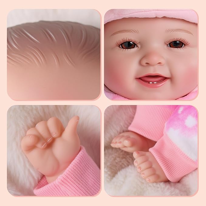 BABESIDE Lightweight Baby Doll Set – 15" Realistic Soft Doll for Girls, Easy to Carry & Hug – Pretend Play & Gift