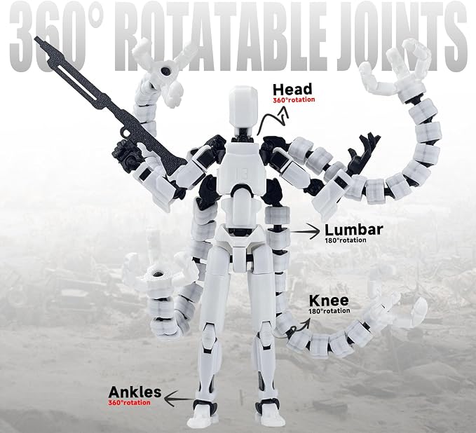 T13 Already Assembled Action Figure Accessories,T13 Multi-Jointed Movable,for Collectors Desktop Decorations t-13 Movability 3D Printed Toys (White, 7.2inch)