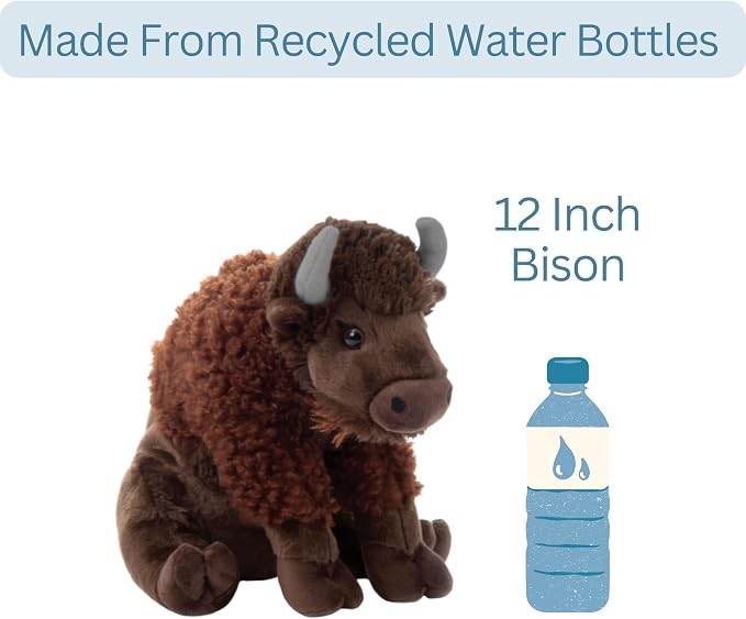 The Petting Zoo Bison Stuffed Animal, Gifts for Kids, Wild Onez Zoo Animals, Sitting Bison Plush Toy 12 inches