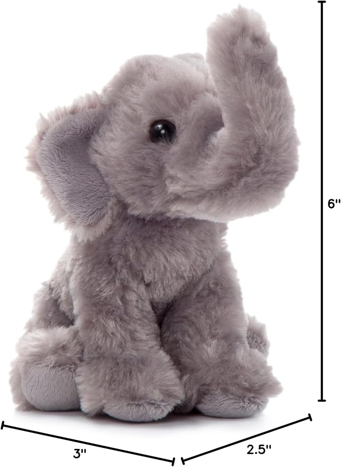 The Petting Zoo Elephant Stuffed Animal Plushie, Gifts for Kids, Wild Onez Babiez Wildlife Animals, Elephant Plush Toy 6 Inches