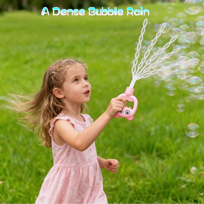SHCKE 5-Claw Bubble Wand, Expanding Bubble Wand 4-Pack with 480ml Solution | 16.7 Inch Extra Large Bubble Wand,Refillable Bubble Toys Set for Backyard, Birthdays & Party Favors,Kids & Outdoor Fun
