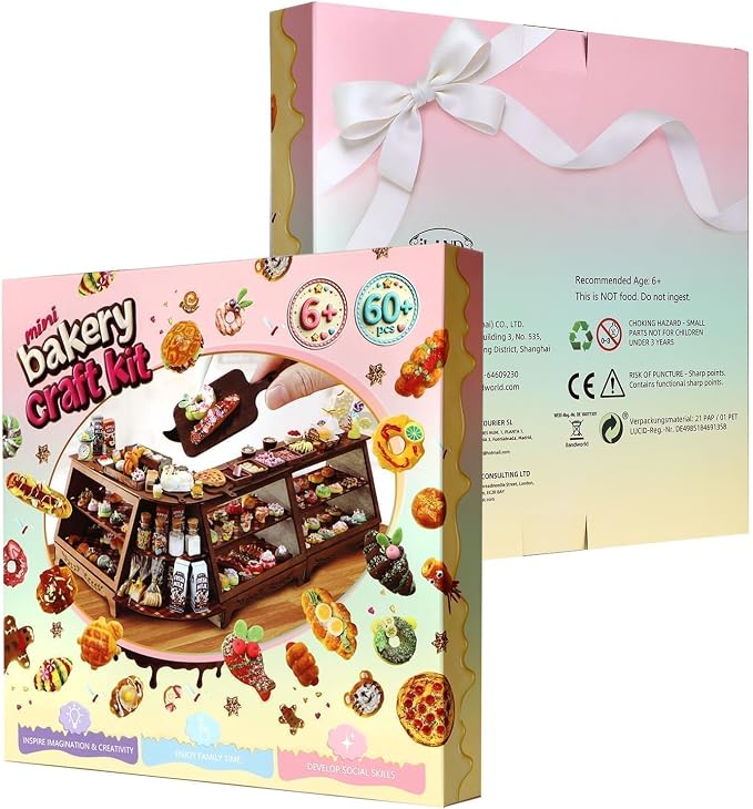 iLAND Crafts for Girls 8-12 Air Dry Clay Bakery Shop DIY Kit, CPC-Safe Toys for Kids, Creative 8-10 Year Old Girl Birthday Gifts, Ideal Tween Gifts of Creation, Fine Motor Skills & Social Role-Play