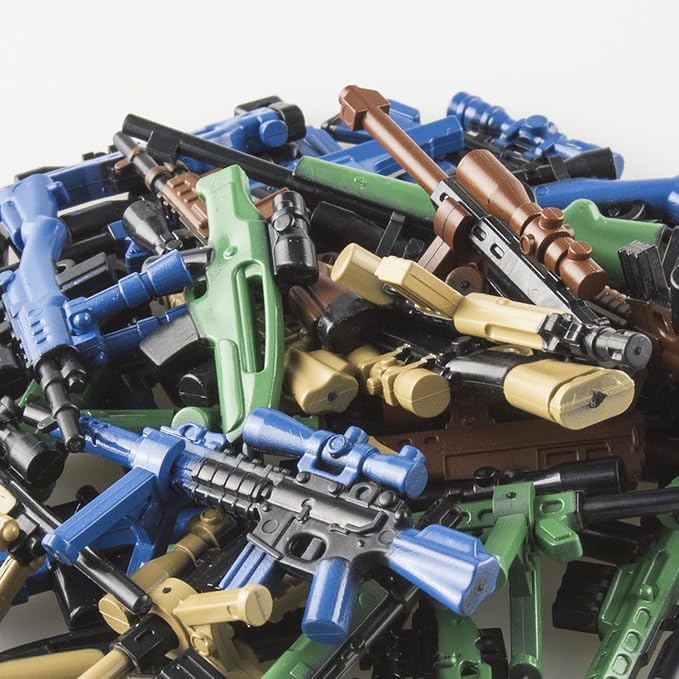 44 Pcs Weapons Pack Military 4 Countries Weapons Accessories Toys Military Equipment Battle Blocks Bricks Compatible with Major Brand, 3 Years Old and up