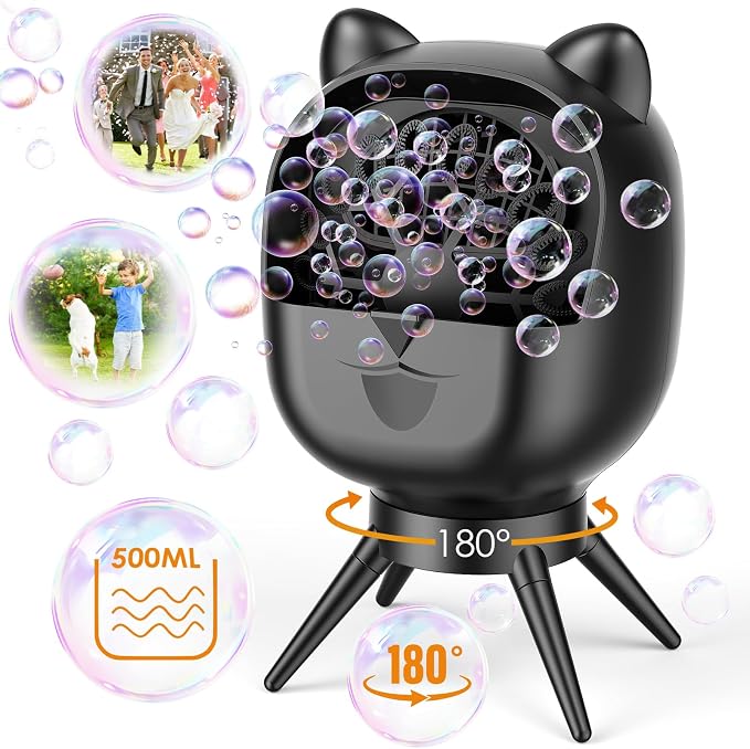 Portable Bubble Machine for Kids with 1800mAh Rechargeable Battery, 400ml Large Tank, Dual Speed Control & USB-C Charging, Indoor Outdoor Bubble Blower Party Toy