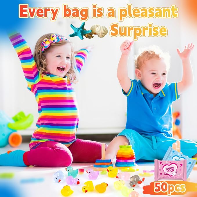 50 Pcs Glow in the Dark Mini Resin Ducks Blind Bag Set – Small Luminous Duck Figurines for Fairy Garden, Dollhouse, Craft Decoration, Party Favors and Collectible Toys