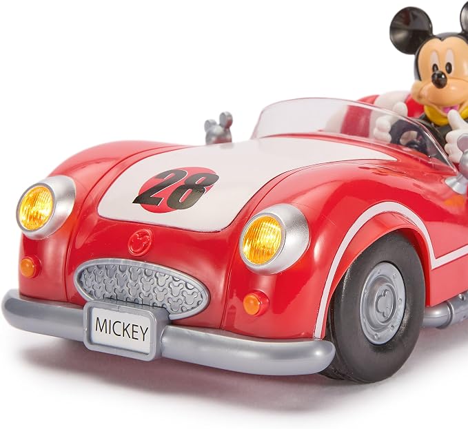 Disney Store Official Mickey Mouse's Vintage Remote Control Car for Kids - Glossy Red Convertible Roadster with Lights & Sounds, Fun RC Car - Mickey Mouse Toy for Boys & Girls