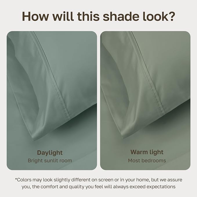 California Design Den Soft 100% Cotton Bed Sheets Twin XL Set, 400 Thread Count Good Housekeeping Award Winner, Silky Sateen Weave, Long Staple Cotton Twin XL Bed Sheet Set - Sage Green