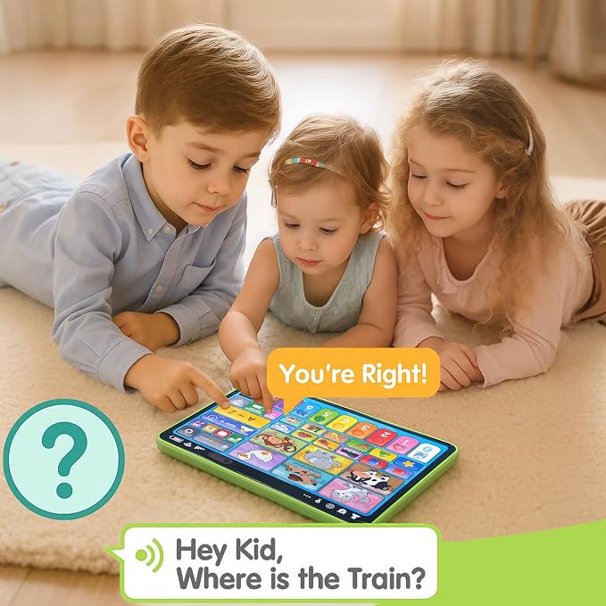 Learning Tablet for Toddlers 1-3 Trilingual Learning Toys with Sounds & Speech Therapy, Montessori Educational Toys for 1 Year Old Boy Girl, Baby Musical Toys 12-18 Months Toddler Toys Age 1-2-3 Gifts