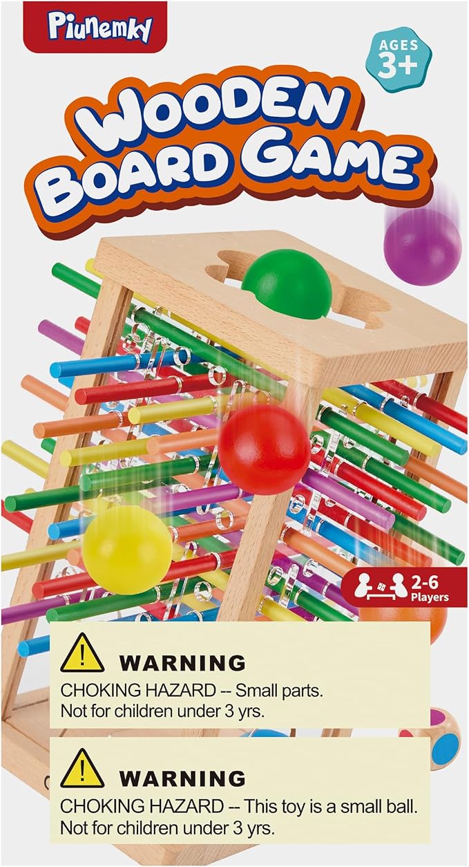 Montessori Wooden Board Game, 42 Colorful Sticks Board Games for Kids 4-6, Math Montessori Toys for 3 4 5 6 Year Olds Fine Motor Skills Toy Family Travel Games, Wooden Stick Game, Gift Boys Girls
