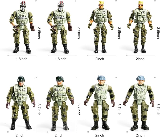 58-in-1 Army Men Toys for Boys 4-7 6-8 8-12, Military Truck/Helicopter/Kayak Boat/Motorcycle/Army Men Action Figures/Weapon Gears, Army Toys for Boys Kids Birthday Gifts Party Favors