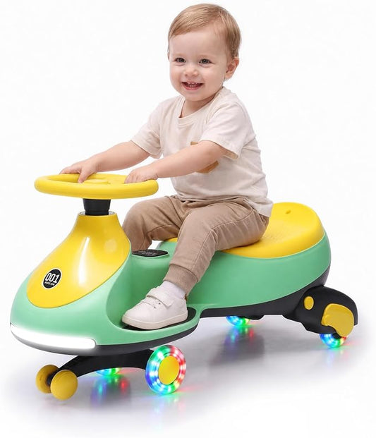 12V Electric Wiggle Car for Kids 2-in-1 Swing Car 360 Steering Pedal Ride | PP Plastic Body,Indoor Outdoor Play,Kids Activity Toy,Preschool Riding Fun,Low Gravity Design,Family Entertainment