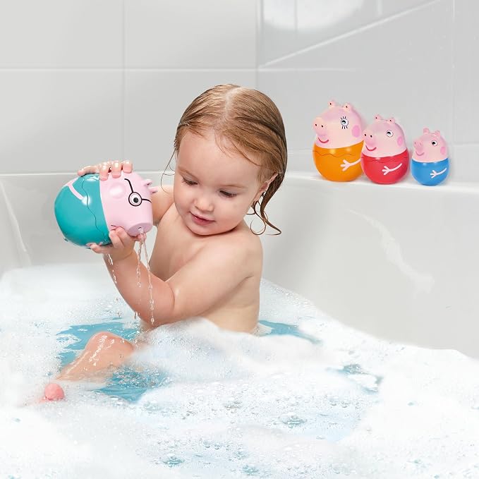 TOMY Toomies Peppa Pig - Peppa’s Nesting Family - Includes Peppa Pig, Mummy Pig, Daddy Pig and George - Nesting, Sorting & Pouring Toy - Ages 18 Months and Up