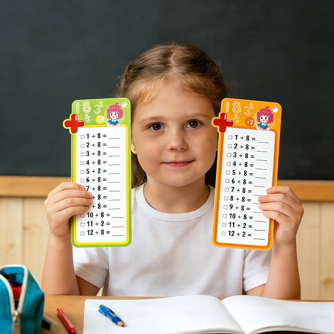 75 Pcs Addition Subtraction Multiplication Division and Fraction Flash Cards, Math Flash Card, Interactive Math Practice Kit for Kids 1st to 3rd Grade, Times Table Flashcards