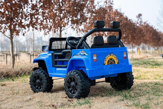 12V 7AH Kids Ride-On Truck Car, Electric Car with Parent Remote Control, Spring Suspension, LED Lights, Bluetooth, Music, Blue